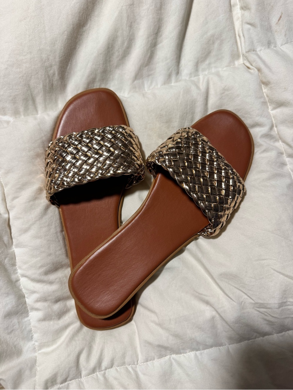 Woven gold Strap Sandals